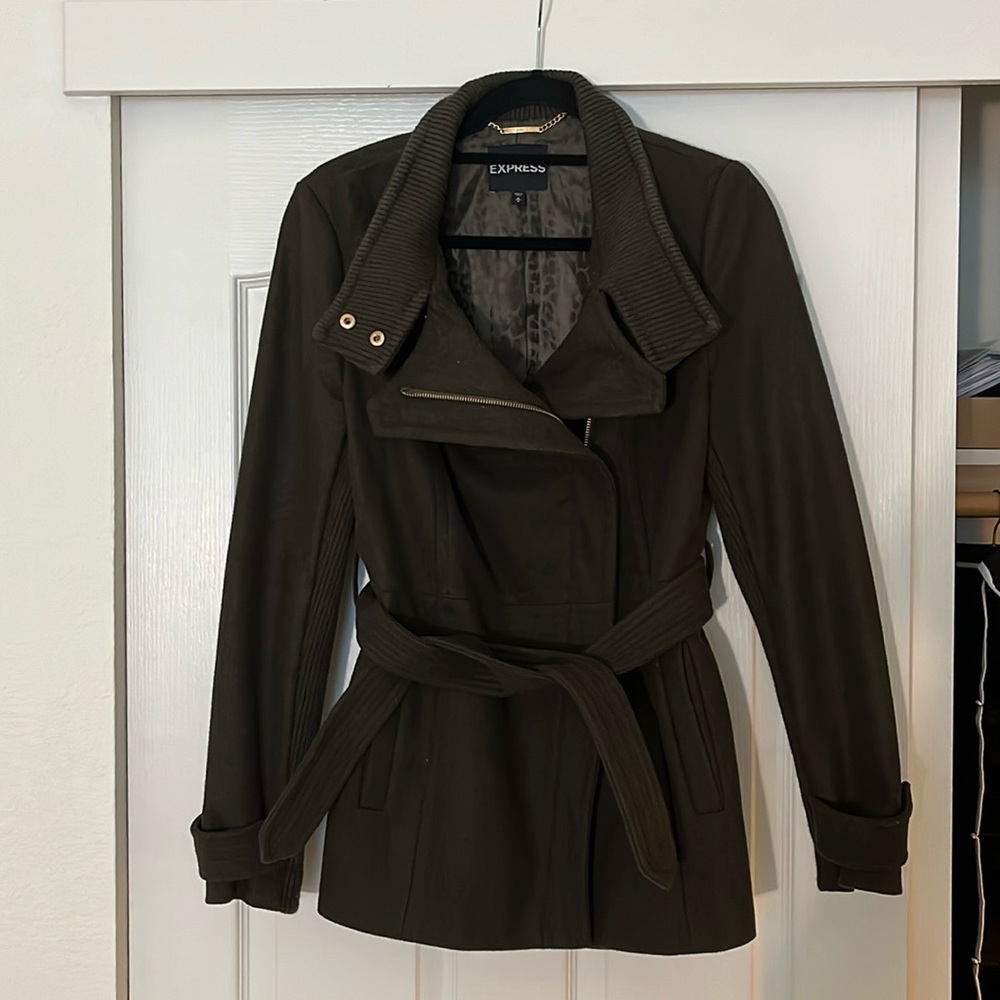 Pea Coat From Express Dark Green